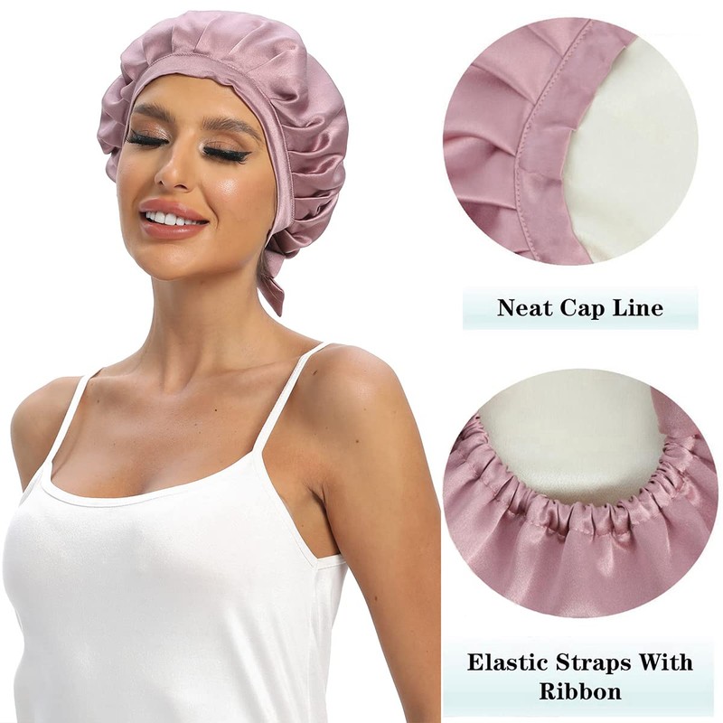Cocheng - Gorro de seda 100% de morera para dormir