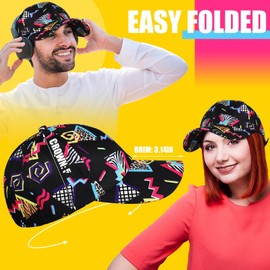Sotiff 2 Pcs Retro 80s 90s Outfits for Women Men 80s Fanny Pack and Hat 90s Costumes Adjustable Waist Bag Bucket Hats for 90s Themed Party(Classic Style)