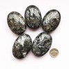 Manekieko Natural Black Labradorite Oval Palm Pocket Healing Crystal Massage