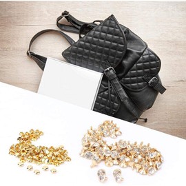 HEEPDD 100 Pieces Rivet Tack Crystal Inlay Quick Rivets Tube Metal Rivets for Leather Clothing Shoes Bags [# 4] Belt Buckles