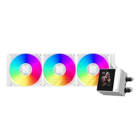 PCCOOLER CPU Cooler Liquid Freezer, 360mm AIO Liquid Cooling, High-Performance Pump, 2.4” IPS Display, CPS ARGB Water Cooling with Quiet F5 R120 Fans(DC360 White)