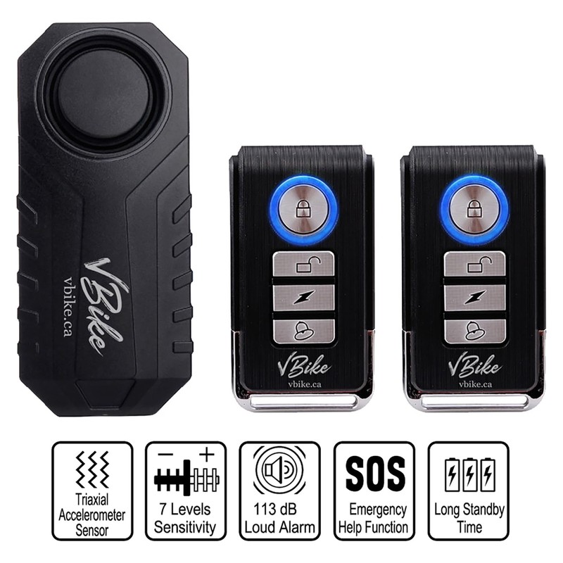 vBike Anti-Theft Alarm System,for eBike, Bike, Motorcycle, and Trailer Wireless