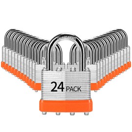HZSY Padlocks Keyed Alike, Pack of 24, Laminated Steel Keyed Lock (1-9/16", 40mm), Padlocks with Same Key, Normal Shackle, for Toolbox, Locker & StorageUnit or More