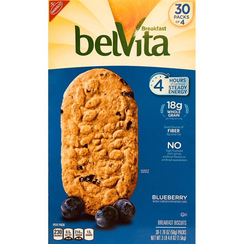 belVita Blueberry Breakfast Biscuits, 30 Total Packs, 5 Count(Pack of