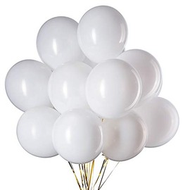 12 Inch Balloons, White Helium, Pack of 50 Latex Balloons, Diameter 30 cm, for Wedding, Valentine's Day, Birthday, Christening, Communion Party Decoration