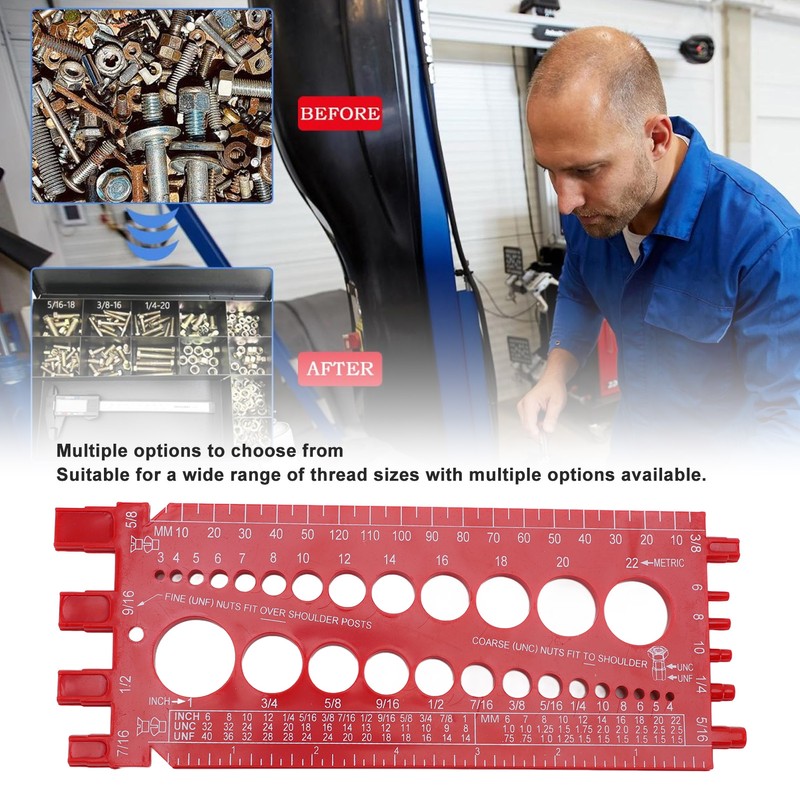 Nut Bolt Thread Gauge ABS Highly Accurate Portable Bolt Nut