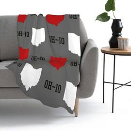 Ohio State - Manta de forro polar gris súper suave, acogedora, lavable, ligera, mullida para sofá, cama, oficina, viajes, campamento, tamaño cálido para todas las estaciones (50 x 40 pulgadas)