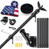 7FT Black Flag Pole Kit for Outside House with American