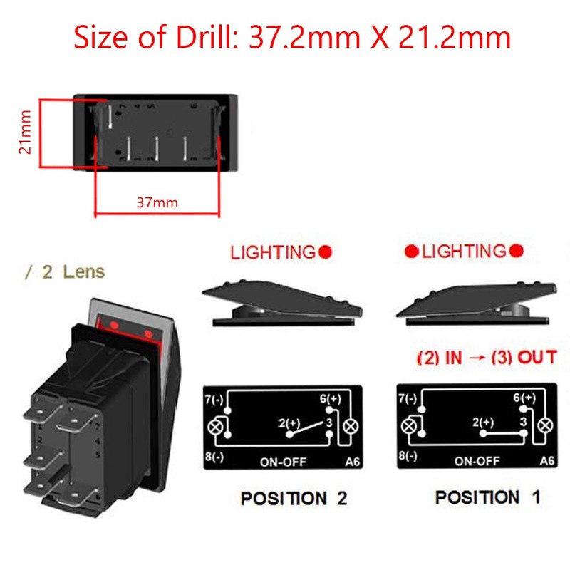 Mintice 12 V Car Blue LED Light Illuminated Rocker Switch