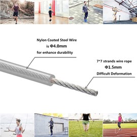 Cable de repuesto para cuerda de saltar de alta velocidad, 6 piezas de 10 pies de cable de acero inoxidable con revestimiento de polímero para cuerdas de saltar de alta velocidad. Diámetro exterior