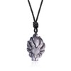 COAI Unisex Necklace with Nine-Tailed Fox Pendant, Nylon Silver Obsidian