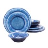 Topmela 12 Pcs Blue Melamine Dinnerware Set, Shatterproof and Dishwasher