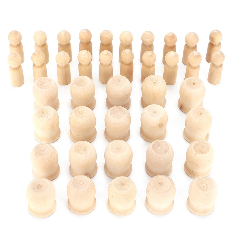 40Pcs Wooden Pegs Natural Unfinished Develop HandsOn Skills Wood Crafts