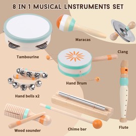 Toddlers Musical Instruments-Baby Montessori Wooden Musical Toys for Toddlers 1-3 Year Old,Kids Percussion Instruments Toy for 1 Year Boy&Girls,Christmas Birthday Gift for 1-3 Year Old