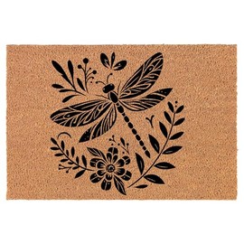 Welcome Doormat Coco Coir Door Mat Gift Stylized Dragonfly (24" x 16")