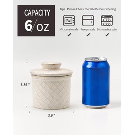 XELA - Ceramic Butter Crock - Butter Dish with Lid for Countertop - Keep Your Butter Perfectly Spreadable 24/7 - Embossed - Speckled White