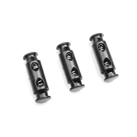 50pcs Cord Lock Ends 3mm Double Hole Fastener Slider Rope Clip Spring Clamp Stopper For DrawStrings Paracord Bag Elastic Rope Parts, Black, Small