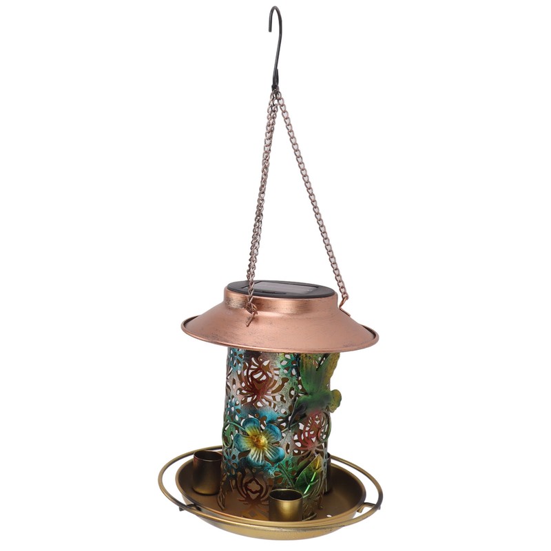 Solar Bird Feeder for Outdoors Hanging Exquisite Hollow Pattern Waterproof