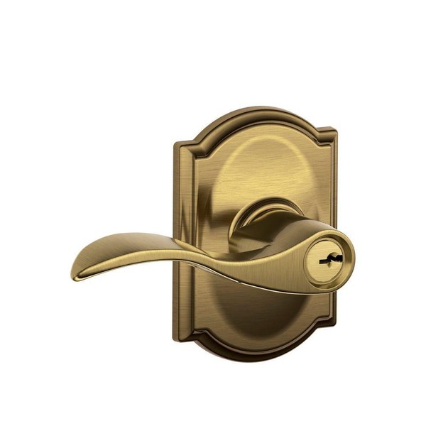 SCHLAGE Accent Lever with Camelot Trim Keyed Entry Lock in