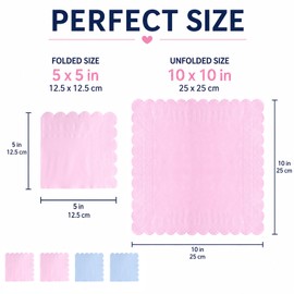 120 Pcs Pink and Blue Napkins,Gradient Pink and Blue Scalloped Paper Disposable Napkin for Baby Shower,Cocktail Party
