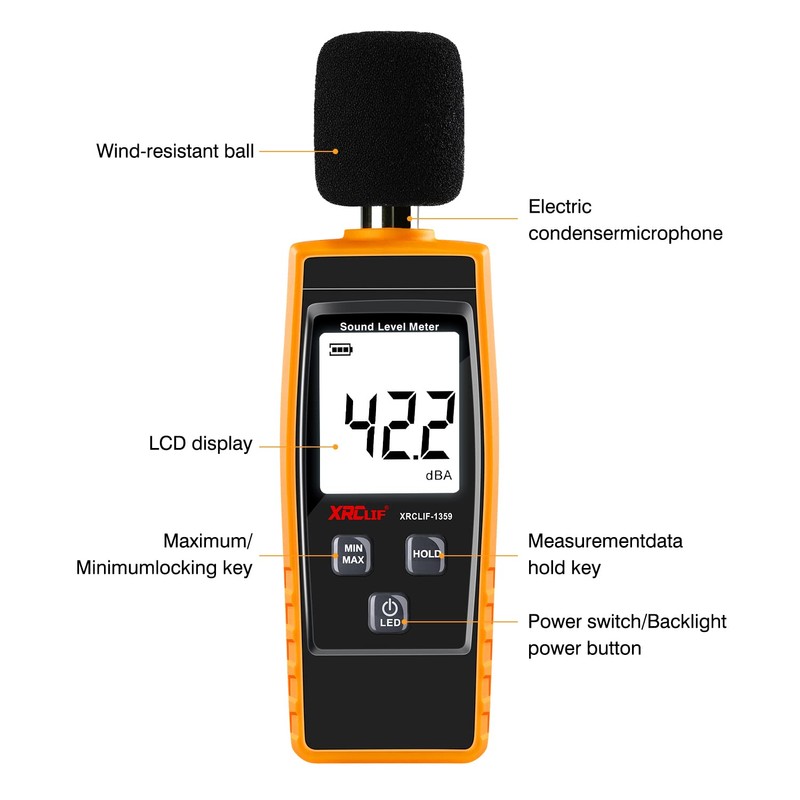 Digital Sound Level Meter Hand-held Sound dB Meter with Programmable