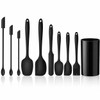 SQLMTAU - Conjunto de espátulas de silicona de 10 piezas con soporte(black)