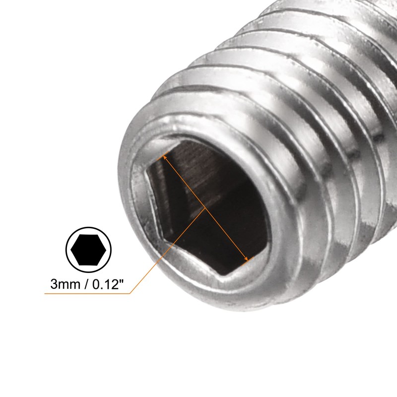 sourcing map Ball Point Set Screws, M6 x 12mm 304