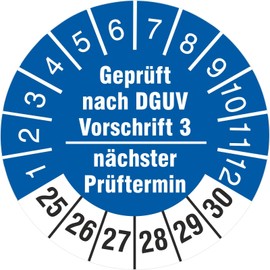 200 Test Badges 18 mm Tested According to DGUV Regulations 3 Next Test Date 2025-2030 Test Labels