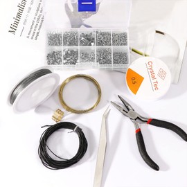 MECOS Kits para Elaborar Bisutería, Accesorios para Pendientes, Broches para Pulseras, Suministros para Hacer Joyas, Herramientas de Reparación de Joyas, Alicates Anillo de salto Abierto, Cierres de Langosta (Plateado)