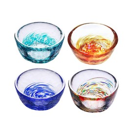 Mozacona 4pcs Colorful Crystal Glass Sake Cups Set,Small Wine Cups,Tea Cups,70ML