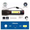 4Pcs Retractable Flashlight COB LED Zoom Flashlight Rechargeable Strong Light