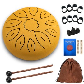 Steel Tongue Drum, 6 Inch 11 Tone Tongue Drum, Pan Percussion Instrument, Steel Tongue Drum, Steel Pan Tones Percussion Instrument, Handpan Steel with Beaters, Tongue Drum for Meditation Yoga Sound