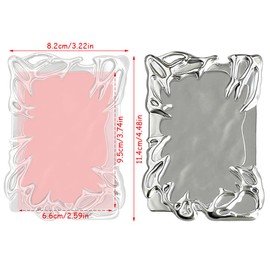 Electroplating Plastic Irregular Frame Photocard Holder Keychain ID Card Holder Silver Electroplate Frame ID Card Holder Badge Holder Y2K ID Card Holder Card Holder ID Photo Card Holder