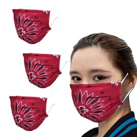 SHADOW DANCE UK 3 PCS Cotton Anti-dust Mouth Face mask Protect Cover Bandana Balaclavas, 2-Layer Unisex Reusable Fashion Washable Cover - Pack of 3, Red Paisely