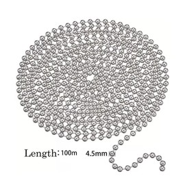 BYTLEOUTJ 2pcs 4.5mm Stainless Steel Roller Blind Beaded Pull Chain Extension, Silver Ball Bead Chain Replacement for Roller Blinds, Window Shades, and Curtains, Durable and Easy to Install(200m)