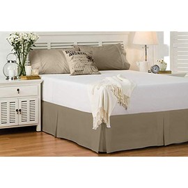 Cotton Delight Bed Skirt Queen Size 100% Natural Cotton 800 Thread Count Premium Tailored Fit 1pc Bedskirt Queen Size 12" Drop Length Taupe Solid