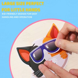 36 PCS Cat Make A Face Stickers for Kids - Make Your Own Kitten Mix and Match Sticker Sheets with Safaris - School Party Favor Supplies Craft Gifts - Boys Girls Party Activities