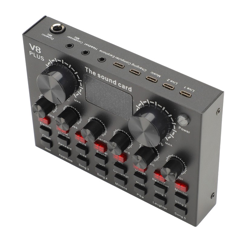 Live Sound Card with Built in Microphone Clear Recording Portable