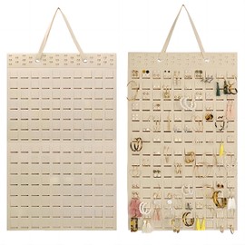 Pack of 2 Hanging Earrings Storage Bags Made of Felt - Holds up to 300 Pairs - Hanging Jewellery Storage Earring Holder, Jewellery Organiser for Hanging, Wall Mount Earrings Holder (White)