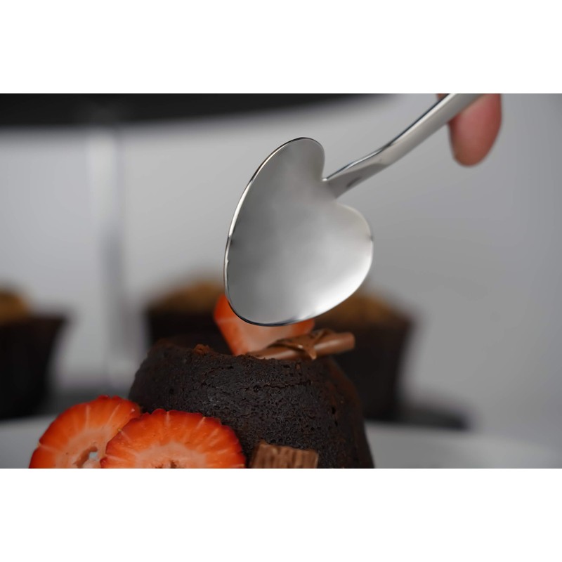 Grunwerg Windsor Carded 4-Piece Heart-Shaped Dessert Spoon Set 4HDWDR/C, 18/0