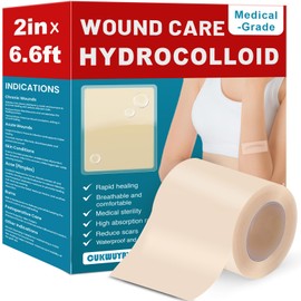 WUYUAN Hydrocolloid Roll for Wound Care, 2in*6.6ft Hydrocolloid Bandages with Self-Adhesive, Extra Large Hydrocolloid Patch Bandages Cut-to-Size, Ultra Absorbent, Waterproof
