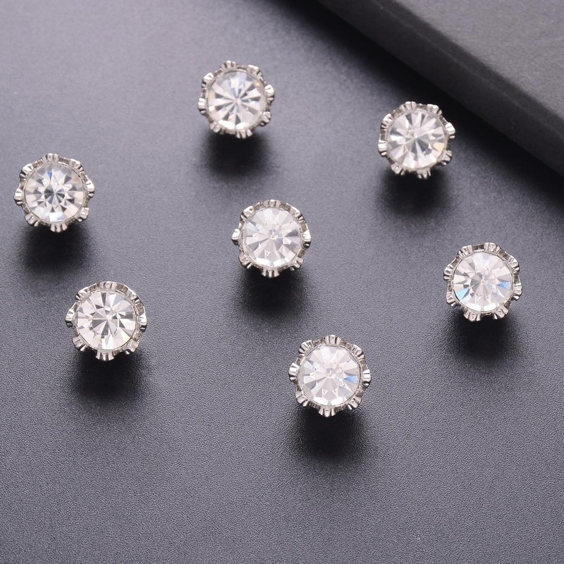 Jerler 10 Pcs Sliver Rhinestone Buttons Crystal Embellishments Sew on