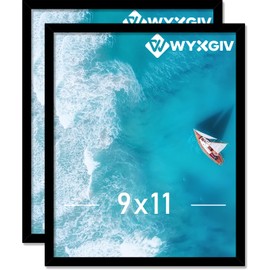 Wyxgiv 9x11 Picture Frame Set of 2, Lightweight yet Durable Black Frame with High-clarity Plastic Display 9 x 11 Inch Photo Horizontally/Vertically (2 Packs|Black|9"x11")