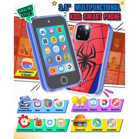 Byserten Kids Smart Phone, 3.5'' Touchscreen Kid Phones with Dual Camera, Educational Toddler Learning Toys for 3-10 Year Old Boys, Christmas Birthday Gifts, Music Player, Habit Tracker, Games