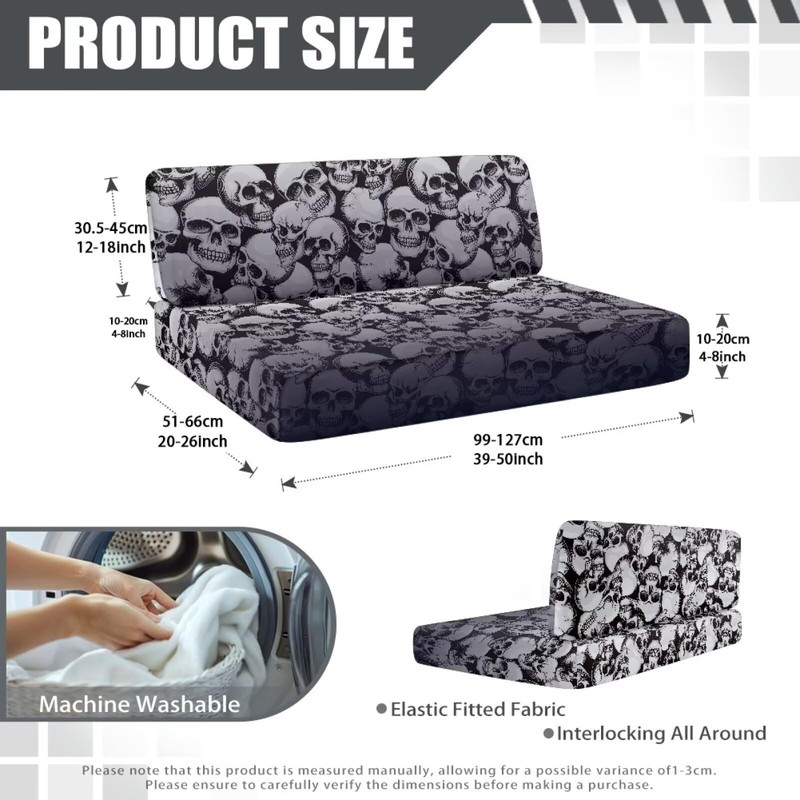SEANATIVE White Skull RV Dinette Cushion Covers Couch Cover 2
