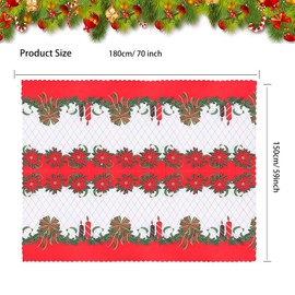 Rectangular Christmas Table Cloths 59x70 Inch Christmas Washable Tablecloths Christmas Flower Plaid Table Cover Reuasble Polyester Xmas Tablecloth for Winter Holiday Christmas Home Party Decoration