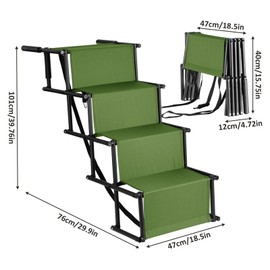Dog Stairs for Car - Folding Dog Stairs | Oxford Cloth Pet Steps | Car Dog Ramp, Portable Pet Ladder, 4 Step, Outdoor Dog Ramp for Car, SUV, Truck and High Bed, Supports Up to 176 Lb