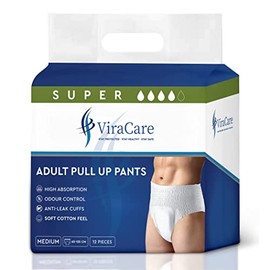 ViraCare Adult Incontinence Pull Up Pants | for Unisex | Heavy Absorbent and Soft-Stretch Waistband | with Leak Stop Guards | Waist Size 65-135 cm | 12 Count |