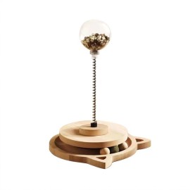 Unbranded Cat Toy with Treat Ball & Roller Track Interactive Wooden for Indoor Kitten ^