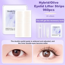 Eyelid Lift Strips - 960 Pcs Eyelid Tape - Double Eyelid Tape for Hooded Eyes Invisible Instant Lifting Droopy/Uneven Eye - Waterproof Eye Lid Lift Tapes,Eyelid Lifter for Lash Extensions